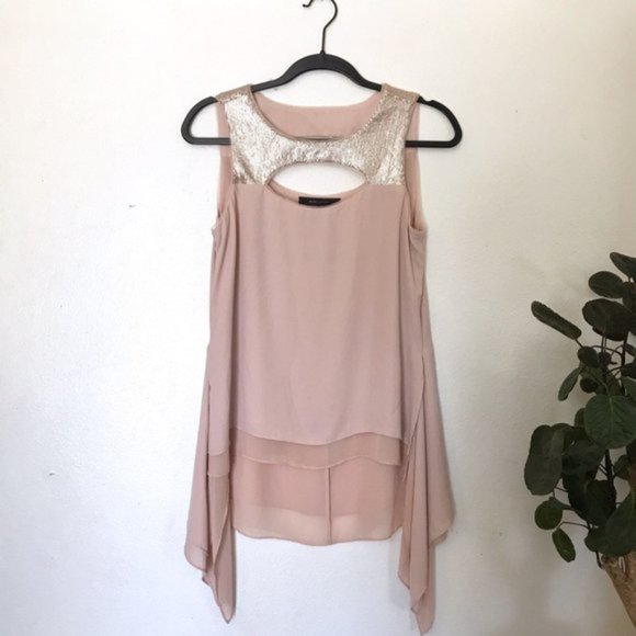 BCBGMaxAzria Blush Pink Chiffon Blouse Size S - Picture 1 of 7